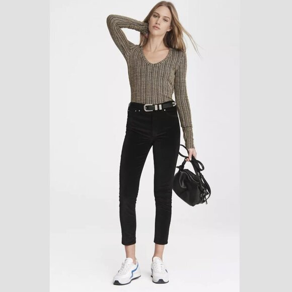 rag & bone Nina High-Rise Velvet‎ Skinny Pant 26 Ankle Jeans